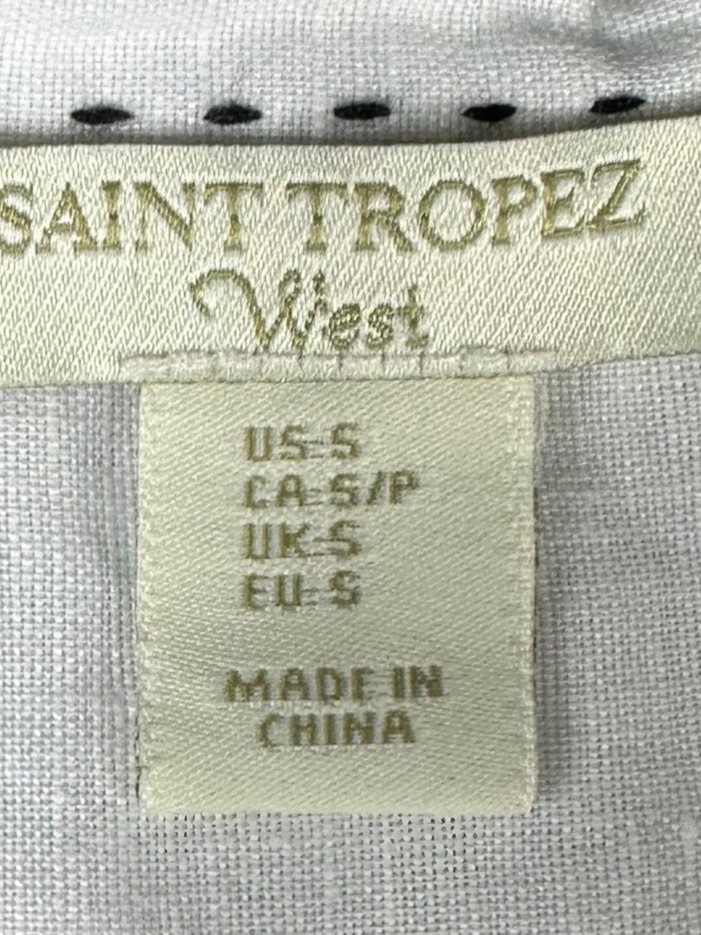 Saint Tropez West Top Tunic Shirt Sz Small LINEN Blend White Coastal Beach - Picture 5 of 6